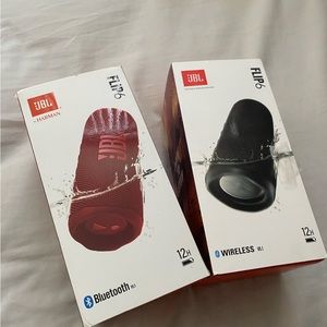 JBL Flip6 water proof speakers BRAND NEW in package with charger red and black
